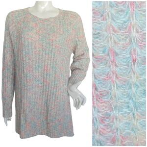 LC LAUREN CONRAD Sweater, XL, Pastel colors/dyed yarn, Loose knit, Blue/Pink